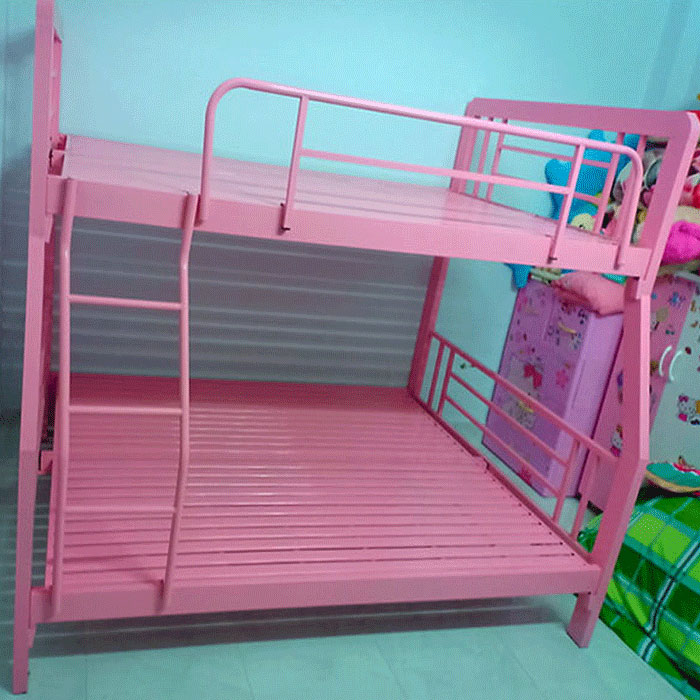 Giường tầng bằng sắt hộp màu hồng cao cấp