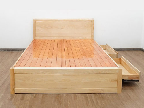 Giường ngủ gỗ sồi có ngăn kéo
