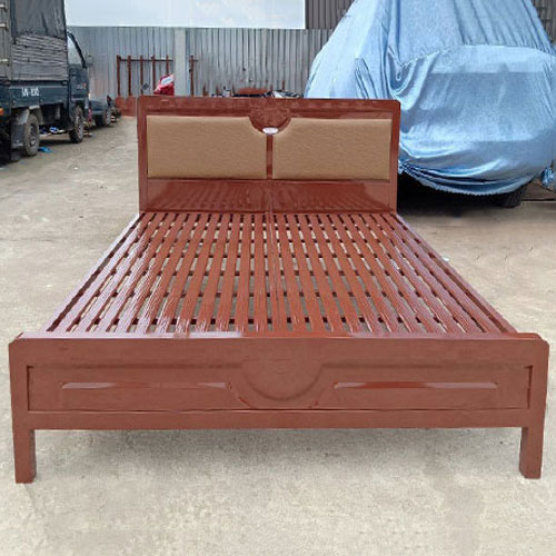 Giường sắt 1m6 2m màu giả gỗ khung sắt hộp bền đẹp