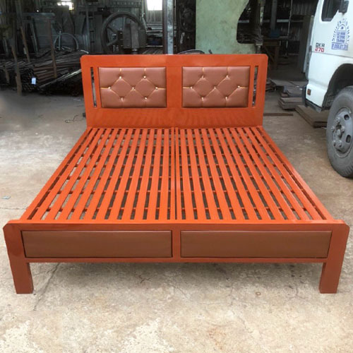 Mẫu giường sắt giả gỗ đẹp và bền bỉ