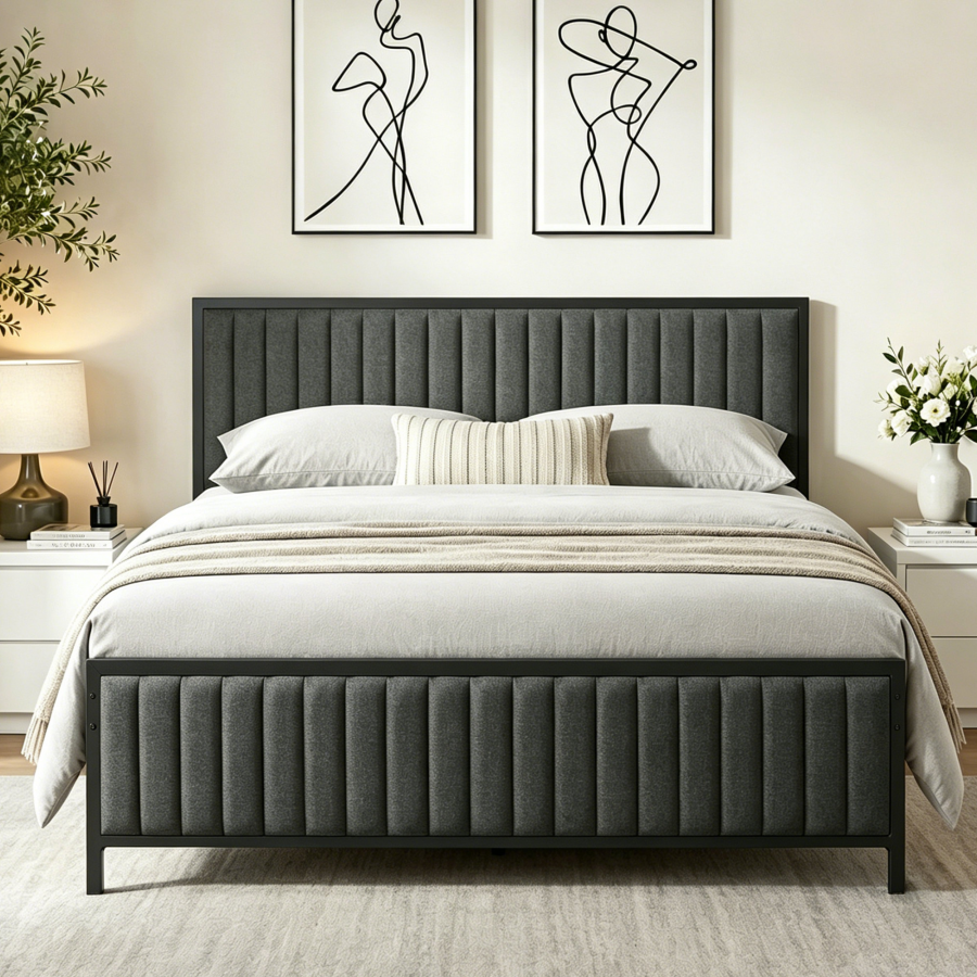 Mẫu giường sắt bọc nệm đẹp cho phòng ngủ