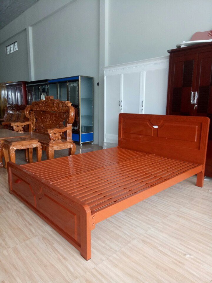 Mẫu giường sắt giả gỗ đẹp và bền bỉ