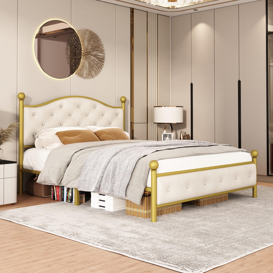 Mẫu giường sắt bọc nệm đẹp cho phòng ngủ