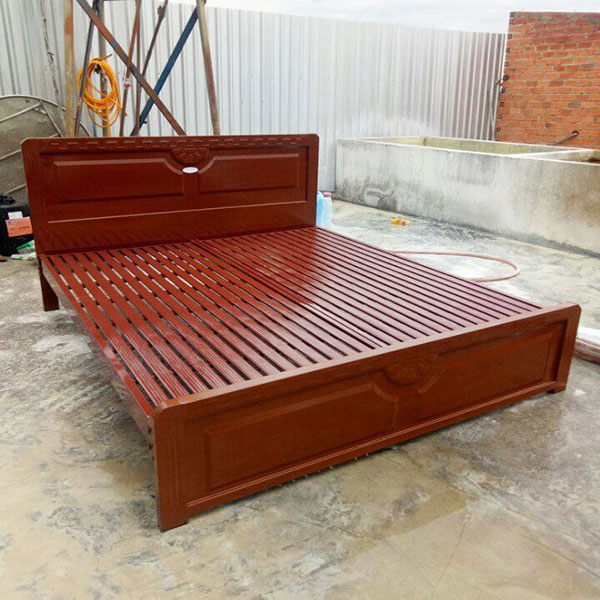 Mẫu giường sắt giả gỗ đẹp và bền bỉ