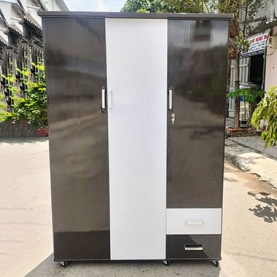 Tủ 3 cánh nhựa đài loan màu trắng đen 2 hộc kéo