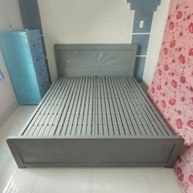 Giường sắt đôi 1m6 hộp vuông kiểu gỗ tháo lắp đơn giản